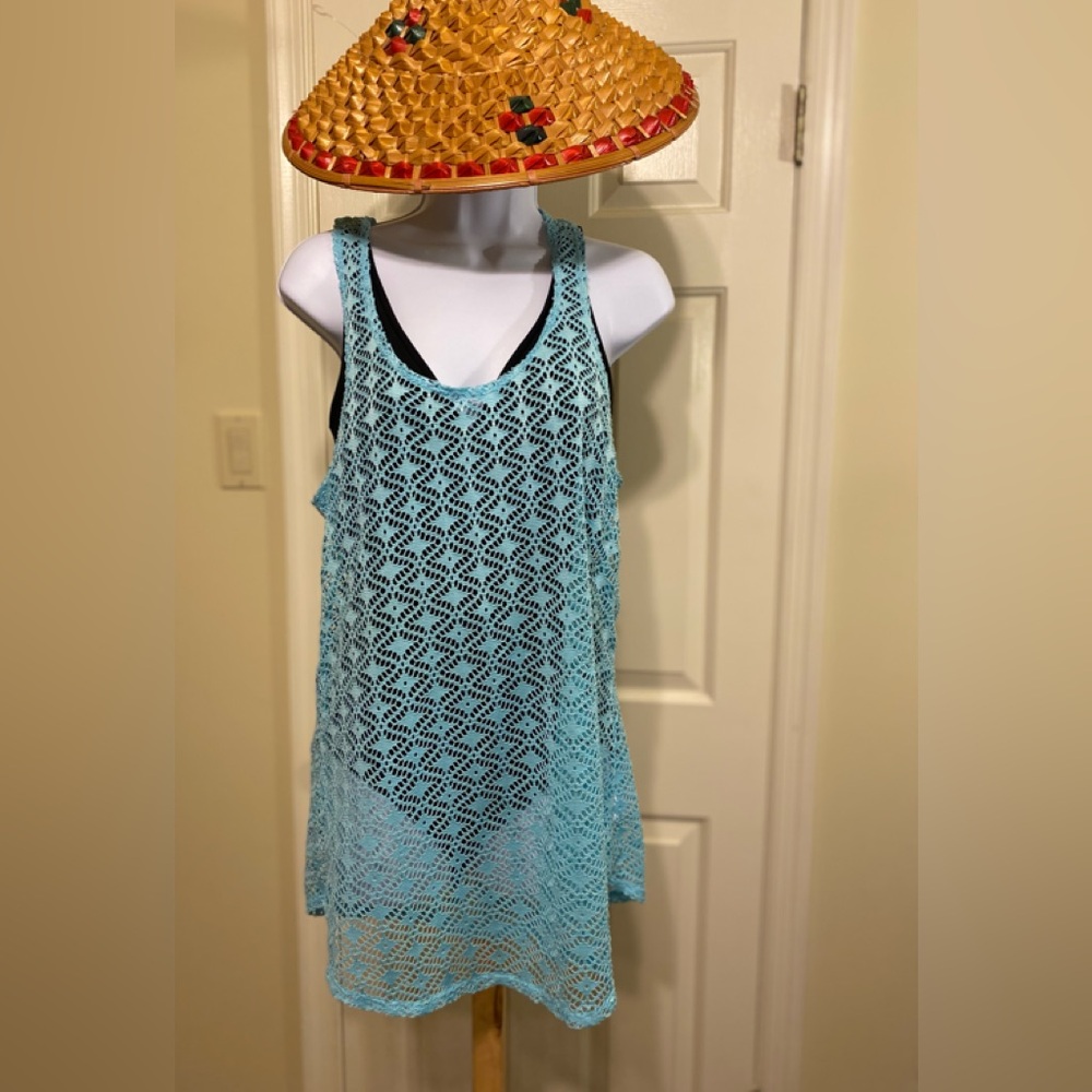 NWOT MIKEN SWIM - Aqua Blue Crochet Cover-Up, Size: M